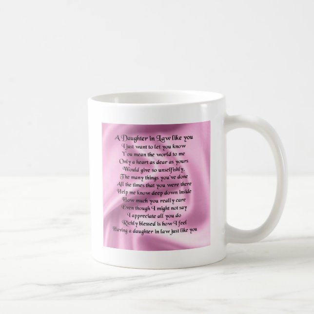 Daughter in Law Poem - Pink Silk Coffee Mug (Right)