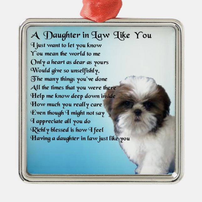 Daughter in Law Poem - Shih-Tzu Design Metal Tree Decoration (Front)