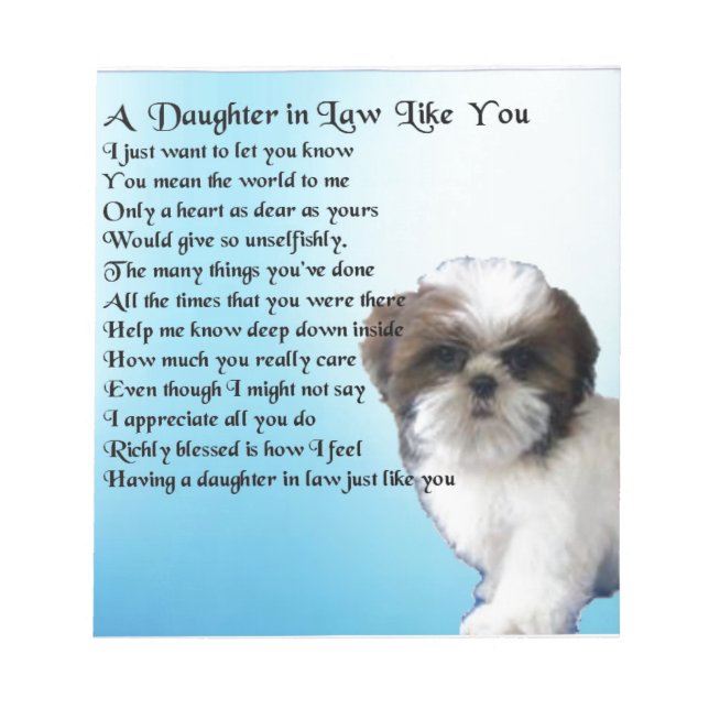 Daughter in Law Poem - Shih-Tzu Design Notepad (Front)