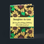 Daughter-In-Law Sunflowers Happy Birthday Card<br><div class="desc">Celebrate your daughter-in-law's birthday with a sunny bright sunflower card. Simple yellow blossoms add pops of vibrant color to the dramatic black background. Stylish,  modern and full of cheer,  the watercolor and ink painting is a creative way to send sunflowers and sunshine on a special day.</div>