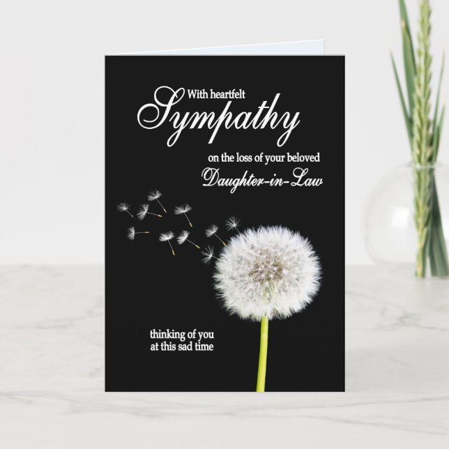 Daughter in Law Sympathy Dandelion Clock  Card (Front)
