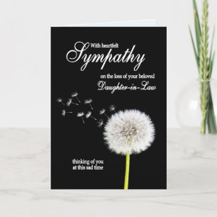 Daughter in Law Sympathy Dandelion Clock  Card