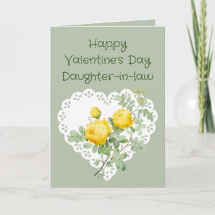 Daughter-in-law Yellow Rose Flower Valentine  Holiday Card