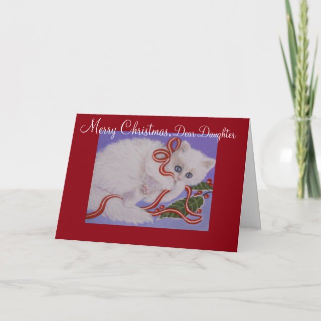Daughter, Kitten, Christmas Card (Front)