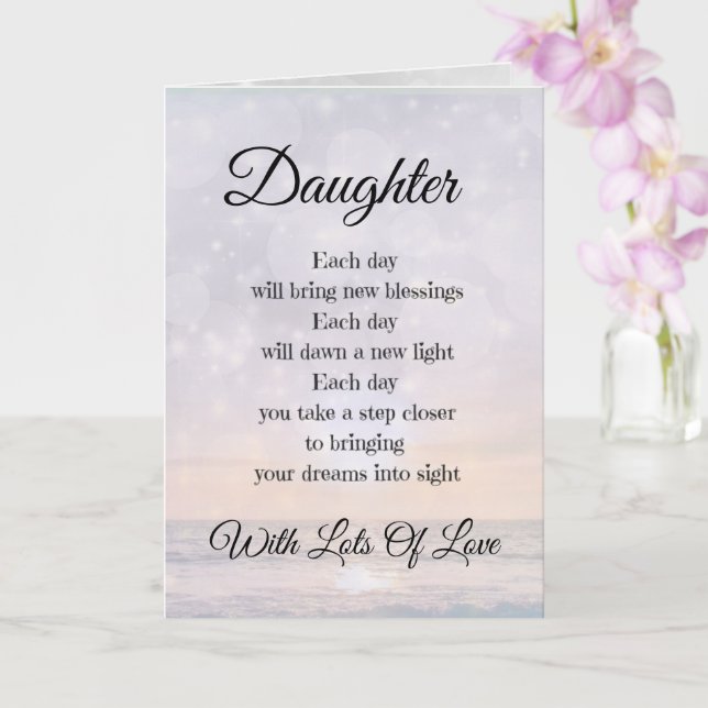 Daughter Love and Encouragement Poem design Card (Orchid)