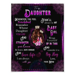 Daughter Lovers   To My Daughter Love Mum Photo Print