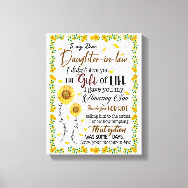 Daughter Lovers | To My Dear Daughter-In-Law Canvas Print (Front)