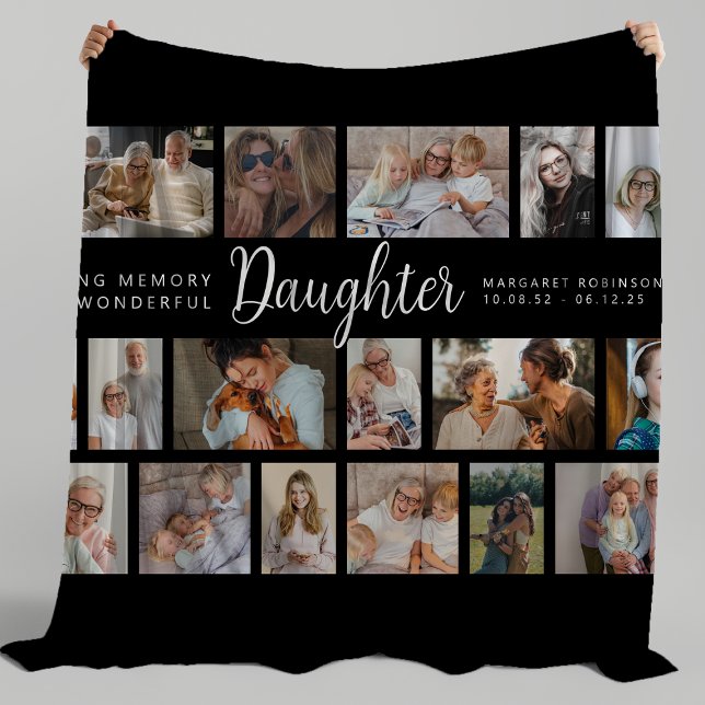 Daughter Memorial 18 Photo Collage Fleece Blanket (Creator Uploaded)