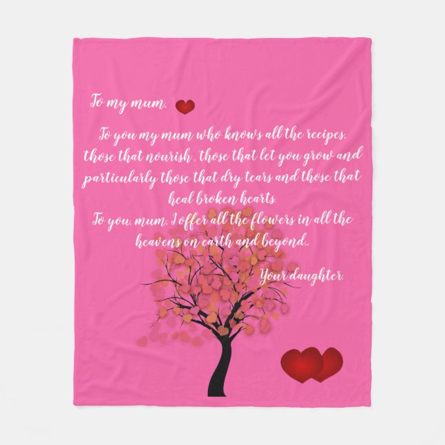 Daughter/mother love message fleece blanket (Front)