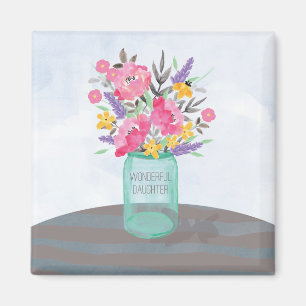 Daughter Mother's Day Mason Jar Vase Magnet