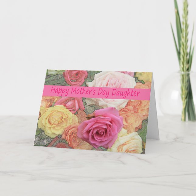 Daughter Mother's Day rose card (Front)