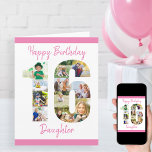Daughter Number 16 Photo Collage Big 16th Birthday Card<br><div class="desc">Personalise this big 16th birthday card with up to 11 different photographs. Designed for your daughter (although 'daughter' can be edited to a name or whatever you want), the number 16 photo collage is a thoughtful way to give a birthday card with a unique and special quality. The template is...</div>