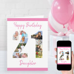 Daughter Number 21 Photo Collage Big 21st Birthday Card<br><div class="desc">Personalise this big 21st birthday card with up to 10 different photographs. Designed for your daughter (although 'daughter' can be edited to a name or whatever you want), the number 21 photo collage is a thoughtful way to give a birthday card with a unique and special quality. The template is...</div>