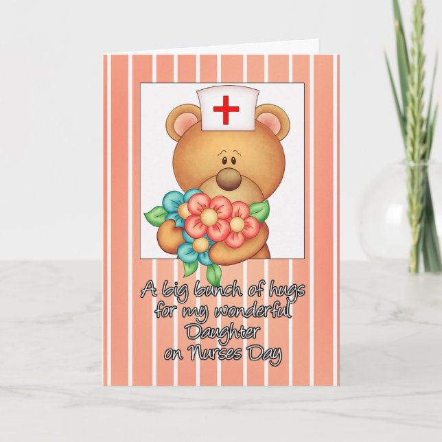 Daughter Nurse's Day Card With Nurse Teddy Bear An (Front)