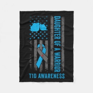 Daughter Of A T1d Warrior Diabetic Type 1 Diabetes Fleece Blanket