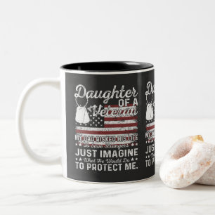 Daughter Of A Veteran Patriotic Military Family Two-Tone Coffee Mug