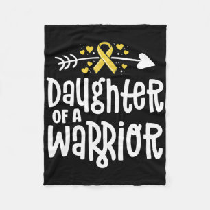 Daughter Of A Warrior Gift Family Childhood Cancer Fleece Blanket
