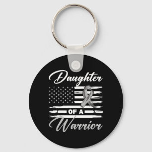 Daughter Of A Warrior Usa Flag Glioblastoma Cancer Key Ring
