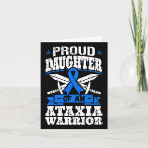 Daughter Of An Ataxia Warrior Blue Awareness Ribbo Card