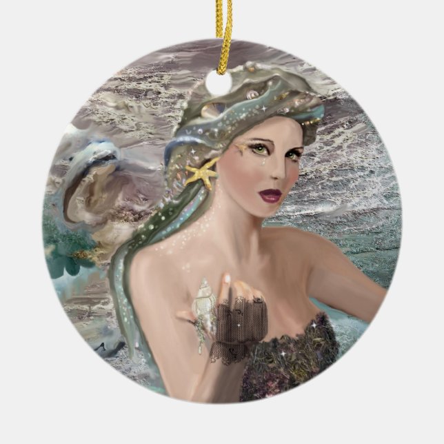 Daughter of Oceanus Ceramic Tree Decoration (Front)
