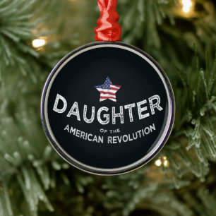 Daughter of the American Revolution DAR heart USA Metal Tree Decoration