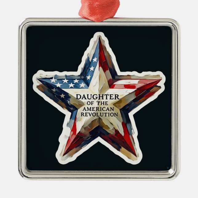 Daughter of the American Revolution DAR star USA Metal Tree Decoration (Front)