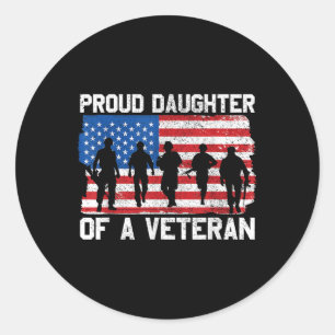 Daughter Of Veteran Memorial Day Us Patriotic Desi Classic Round Sticker