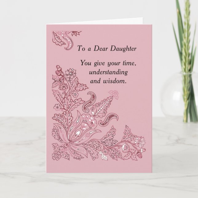 Daughter on Mothers Day Pink Paisley Card (Front)