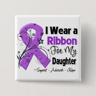 Daughter - Pancreatic Cancer Ribbon 15 Cm Square Badge