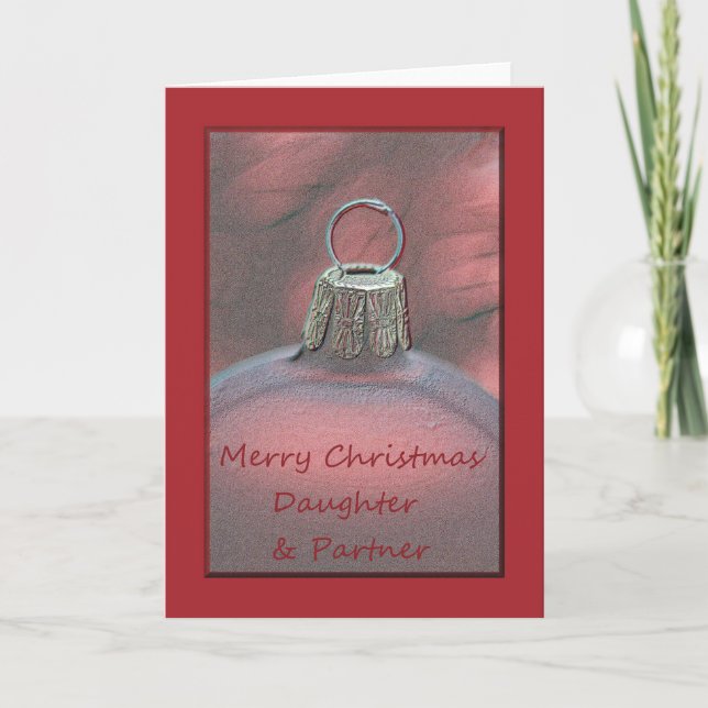 Daughter & Partner red ornament coloured pencil bu Holiday Card (Front)