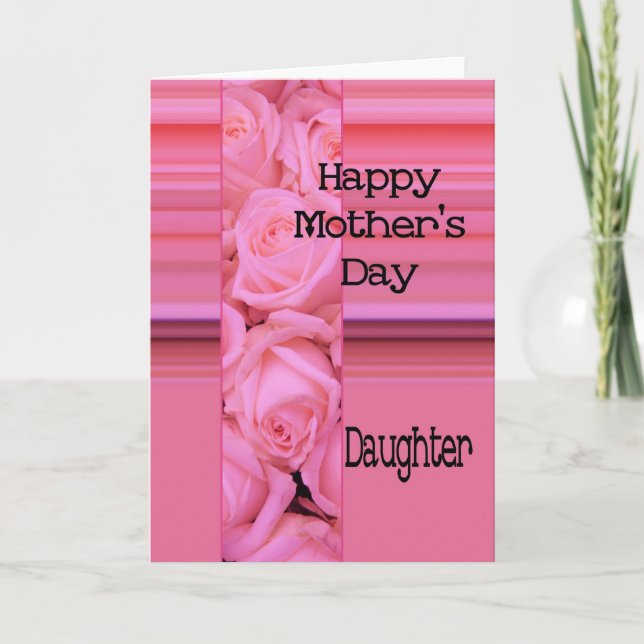 Daughter Pastel roses & stripes Mother's Day Card (Front)