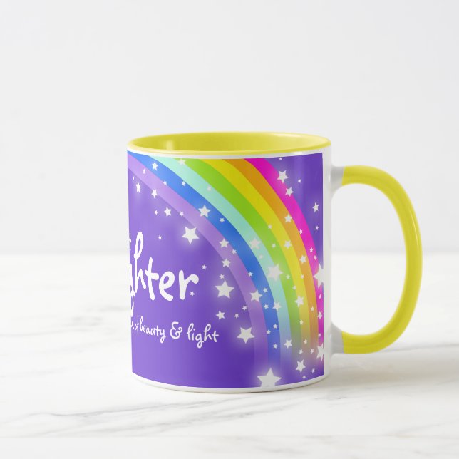 Daughter personalised rainbow purple pink mug (Right)