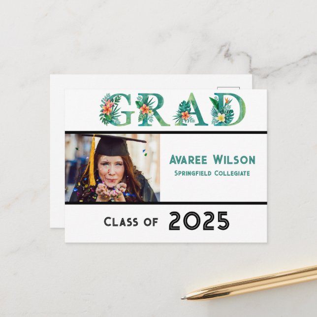 Daughter Photo High School Graduation Postcard (Front/Back In Situ)