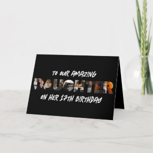 Daughter Photo Letters Black Unique Text Birthday Card