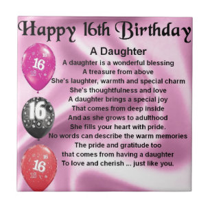 Daughter Poem  16th Birthday Tile