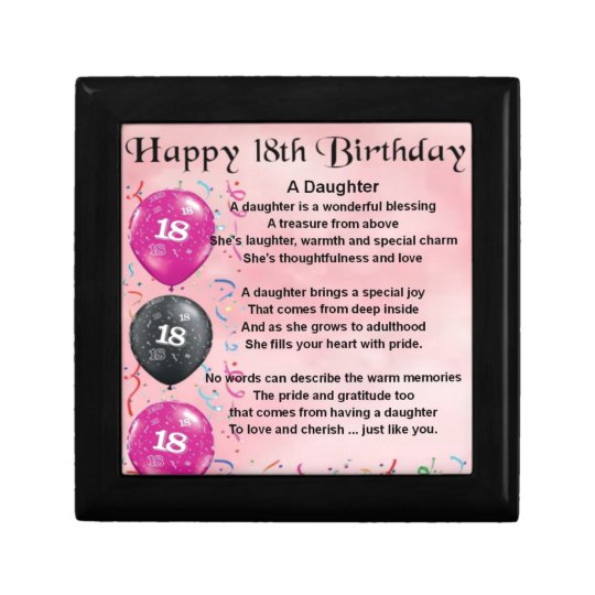 Daughter Poem 18th Birthday Gift Box Zazzle Co Uk