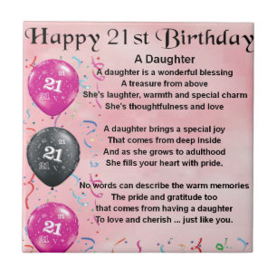 Daughter Poem 21st Birthday Tile