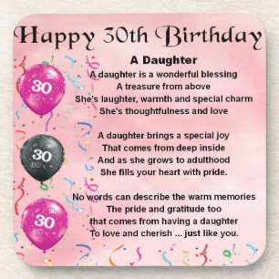 Daughter Poem  30th Birthday Coaster