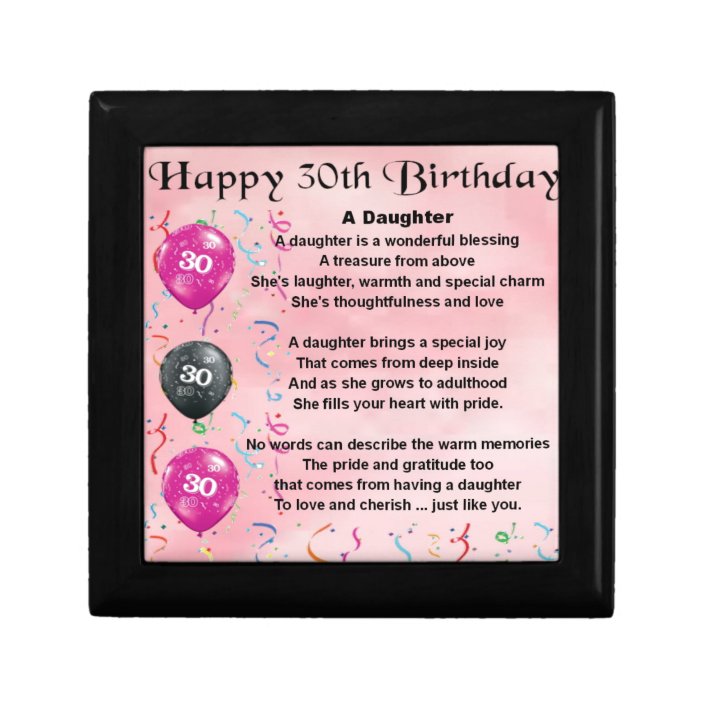 Daughter Poem 30th Birthday Gift Box Zazzle.co.uk