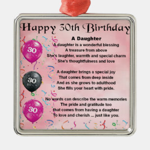 Daughter Poem  30th Birthday Metal Tree Decoration