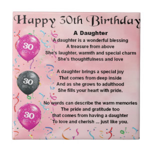 Daughter Poem  30th Birthday Tile