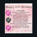 Daughter Poem  40th Birthday Notepad<br><div class="desc">A great gift for daughter on her 40th birthday</div>