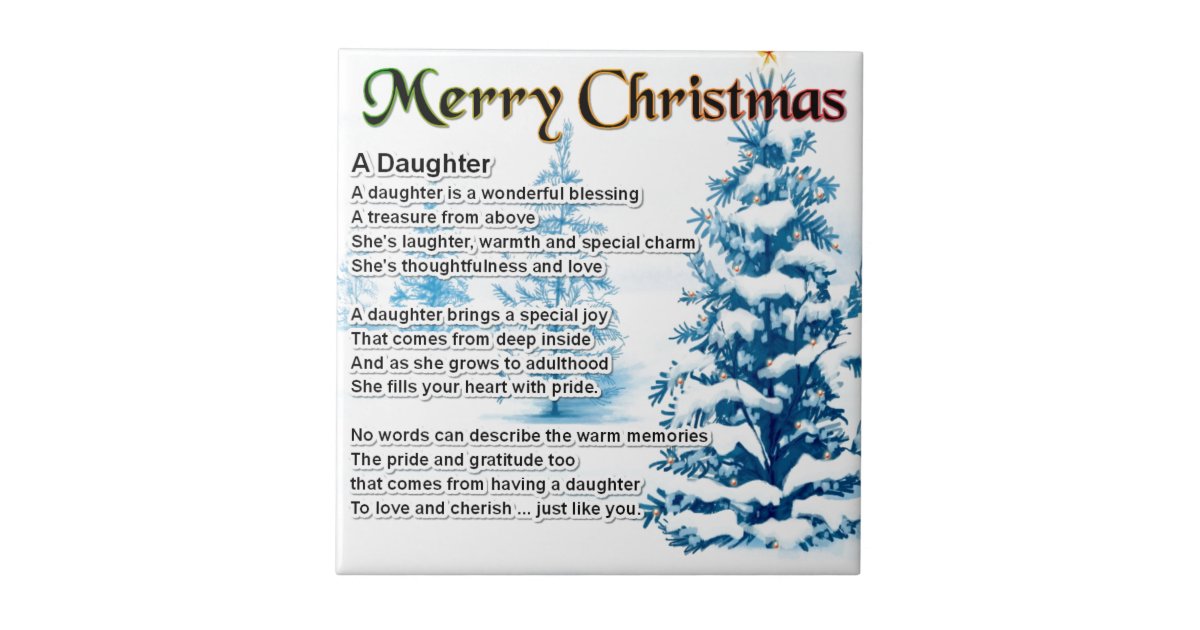 Daughter Poem - Christmas Design Tile | Zazzle.co.uk