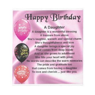 daughter poem  happy birthday notepad