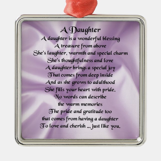 Daughter Poem - Lilac Silk Metal Tree Decoration (Front)