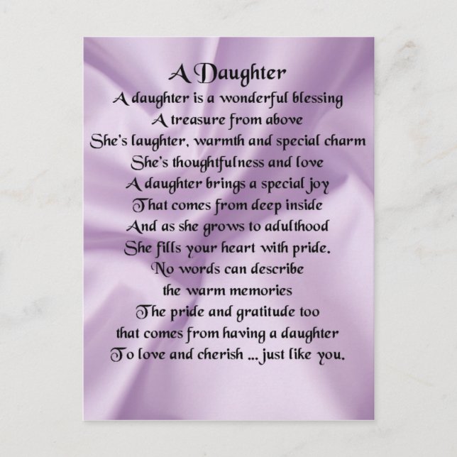 Daughter Poem - Lilac Silk Postcard (Front)