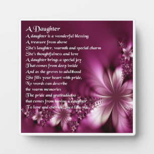 Daughter Poem Plaque - Flowers  Design