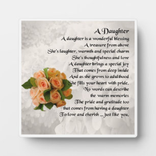 Daughter Poem Plaque - Peach Roses Design