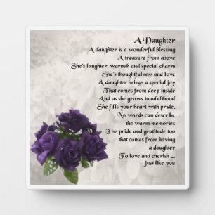 Daughter Poem Plaque - Purple Roses Design