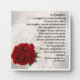 Daughter Poem Plaque - Red Roses Design